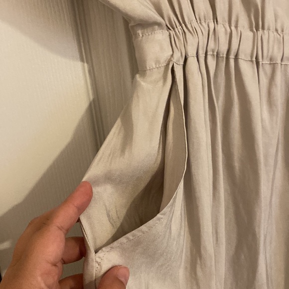 Brand New Express dress gray size xs silk fabric with silver accents pockets - Picture 4 of 8